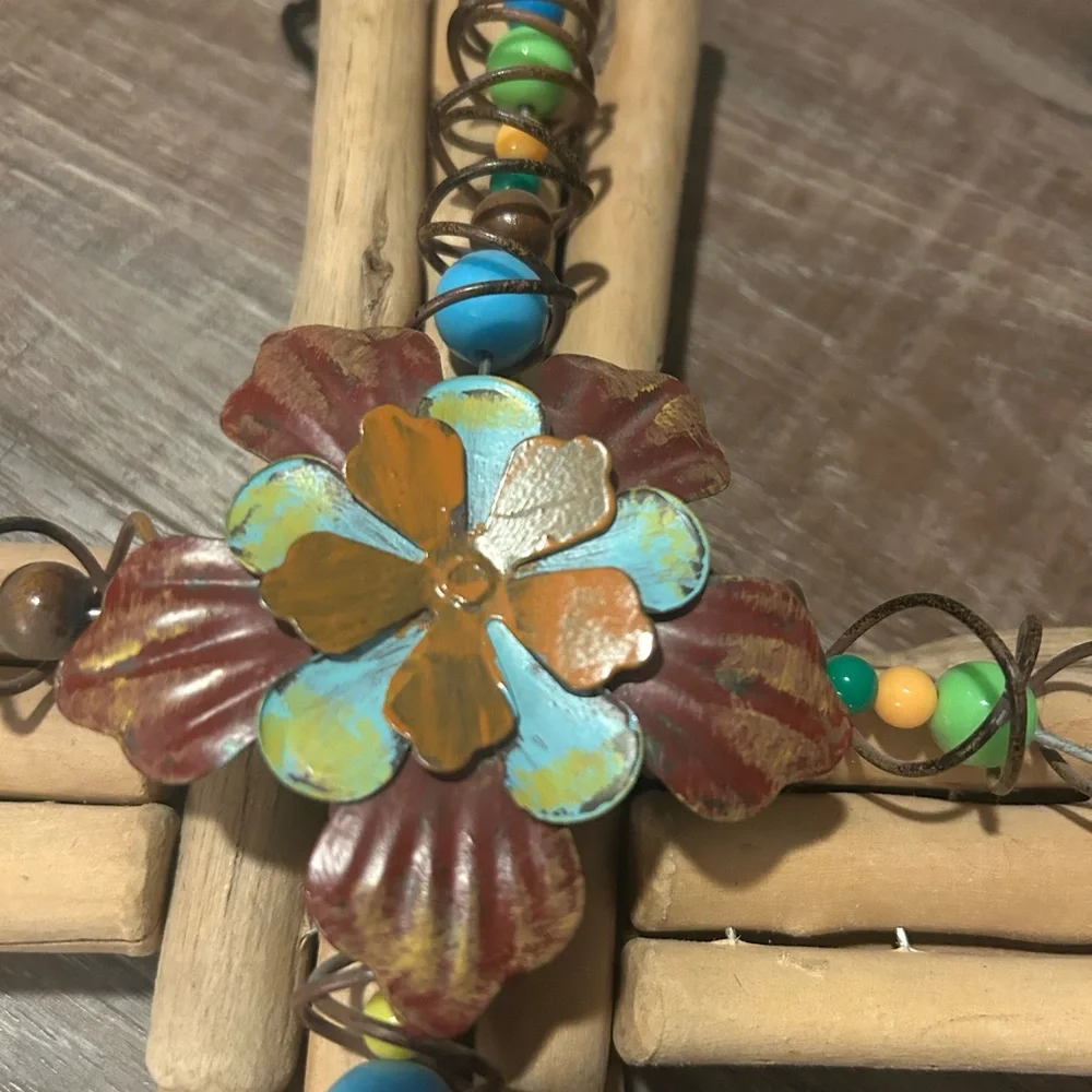 $19 sale handmade wall hanging cross rustic driftwood sticks colorful bead wire